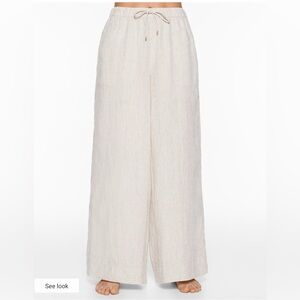 100% linen wide straight-leg trousers Oysho Zara sub brand